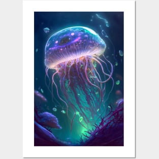 Jelly Fish Animal Portrait Painting Wildlife Outdoors Adventure Posters and Art